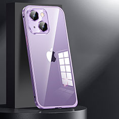 Carcasa Bumper Lujo Marco de Metal y Plastico Funda JL1 para Apple iPhone 14 Plus Morado