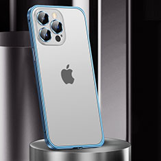 Carcasa Bumper Lujo Marco de Metal y Plastico Funda JL2 para Apple iPhone 13 Pro Max Azul