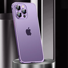 Carcasa Bumper Lujo Marco de Metal y Plastico Funda JL2 para Apple iPhone 13 Pro Max Morado