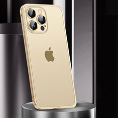 Carcasa Bumper Lujo Marco de Metal y Plastico Funda JL2 para Apple iPhone 13 Pro Oro