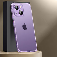 Carcasa Bumper Lujo Marco de Metal y Plastico Funda JL2 para Apple iPhone 14 Plus Morado