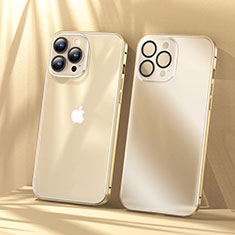 Carcasa Bumper Lujo Marco de Metal y Plastico Funda LF1 para Apple iPhone 13 Pro Max Oro