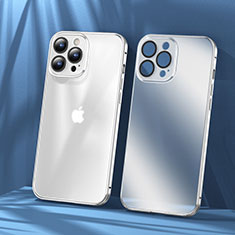 Carcasa Bumper Lujo Marco de Metal y Plastico Funda LF1 para Apple iPhone 13 Pro Max Plata