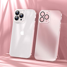 Carcasa Bumper Lujo Marco de Metal y Plastico Funda LF1 para Apple iPhone 13 Pro Oro Rosa