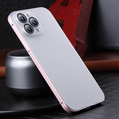 Carcasa Bumper Lujo Marco de Metal y Plastico Funda LF2 para Apple iPhone 13 Pro Max Oro Rosa