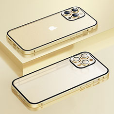 Carcasa Bumper Lujo Marco de Metal y Plastico Funda LF3 para Apple iPhone 13 Pro Max Oro