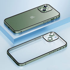 Carcasa Bumper Lujo Marco de Metal y Plastico Funda LF3 para Apple iPhone 13 Verde