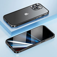 Carcasa Bumper Lujo Marco de Metal y Plastico Funda LF4 para Apple iPhone 13 Pro Negro