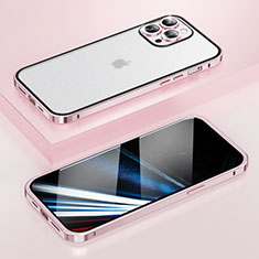 Carcasa Bumper Lujo Marco de Metal y Plastico Funda LF4 para Apple iPhone 13 Pro Oro Rosa