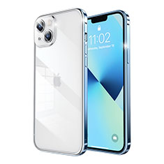 Carcasa Bumper Lujo Marco de Metal y Plastico Funda LF5 para Apple iPhone 13 Azul