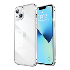 Carcasa Bumper Lujo Marco de Metal y Plastico Funda LF5 para Apple iPhone 13 Plata