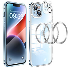 Carcasa Bumper Lujo Marco de Metal y Plastico Funda LF5 para Apple iPhone 14 Azul