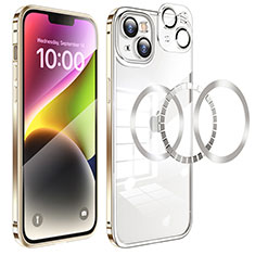 Carcasa Bumper Lujo Marco de Metal y Plastico Funda LF5 para Apple iPhone 14 Oro