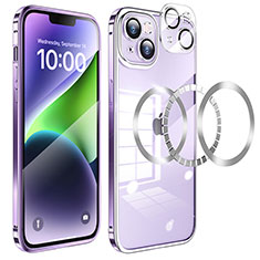 Carcasa Bumper Lujo Marco de Metal y Plastico Funda LF5 para Apple iPhone 14 Plus Morado