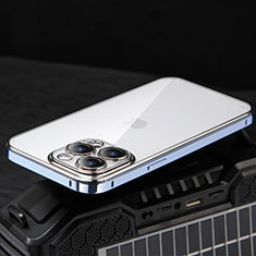 Carcasa Bumper Lujo Marco de Metal y Plastico Funda LF5 para Apple iPhone 14 Pro Azul