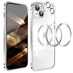 Carcasa Bumper Lujo Marco de Metal y Plastico Funda LF5 para Apple iPhone 15 Plata