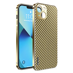 Carcasa Bumper Lujo Marco de Metal y Plastico Funda LF6 para Apple iPhone 13 Oro