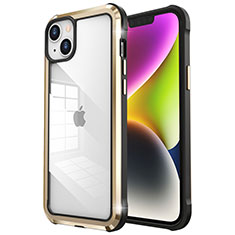 Carcasa Bumper Lujo Marco de Metal y Plastico Funda LF6 para Apple iPhone 14 Oro