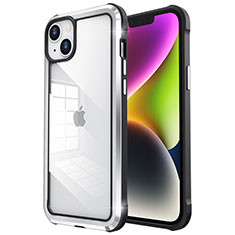 Carcasa Bumper Lujo Marco de Metal y Plastico Funda LF6 para Apple iPhone 14 Plata