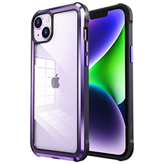 Carcasa Bumper Lujo Marco de Metal y Plastico Funda LF6 para Apple iPhone 14 Plus Morado