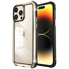 Carcasa Bumper Lujo Marco de Metal y Plastico Funda LF6 para Apple iPhone 14 Pro Oro