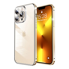 Carcasa Bumper Lujo Marco de Metal y Plastico Funda LF7 para Apple iPhone 13 Pro Oro
