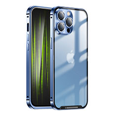 Carcasa Bumper Lujo Marco de Metal y Plastico Funda LK1 para Apple iPhone 13 Pro Azul