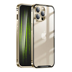 Carcasa Bumper Lujo Marco de Metal y Plastico Funda LK1 para Apple iPhone 13 Pro Max Oro