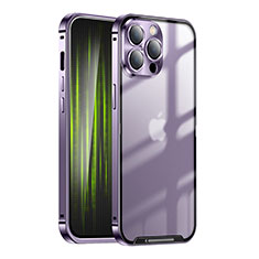 Carcasa Bumper Lujo Marco de Metal y Plastico Funda LK1 para Apple iPhone 13 Pro Morado