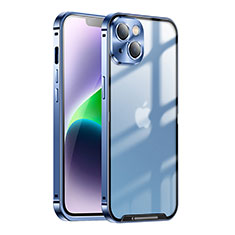 Carcasa Bumper Lujo Marco de Metal y Plastico Funda LK1 para Apple iPhone 14 Azul