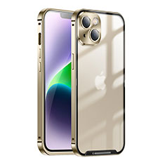 Carcasa Bumper Lujo Marco de Metal y Plastico Funda LK1 para Apple iPhone 14 Plus Oro