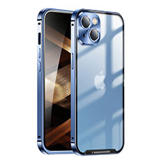Carcasa Bumper Lujo Marco de Metal y Plastico Funda LK1 para Apple iPhone 15 Azul
