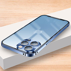 Carcasa Bumper Lujo Marco de Metal y Plastico Funda LK2 para Apple iPhone 13 Pro Azul