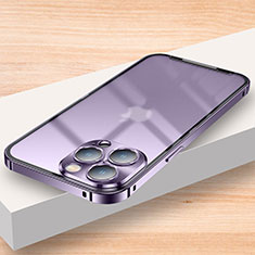 Carcasa Bumper Lujo Marco de Metal y Plastico Funda LK2 para Apple iPhone 13 Pro Morado