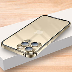 Carcasa Bumper Lujo Marco de Metal y Plastico Funda LK2 para Apple iPhone 14 Pro Max Oro