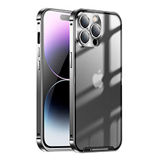 Carcasa Bumper Lujo Marco de Metal y Plastico Funda LO1 para Apple iPhone 14 Pro Max Negro