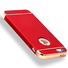 Carcasa Bumper Lujo Marco de Metal y Plastico Funda M01 para Apple iPhone 5 Rojo