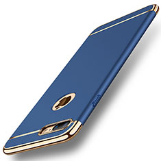Carcasa Bumper Lujo Marco de Metal y Plastico Funda M01 para Apple iPhone 8 Plus Azul