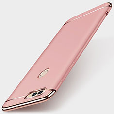 Carcasa Bumper Lujo Marco de Metal y Plastico Funda M01 para Huawei Enjoy 7S Oro Rosa