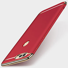 Carcasa Bumper Lujo Marco de Metal y Plastico Funda M01 para Huawei Enjoy 7S Rojo