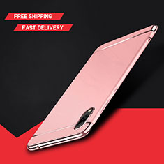 Carcasa Bumper Lujo Marco de Metal y Plastico Funda M01 para Huawei Enjoy 9 Oro Rosa