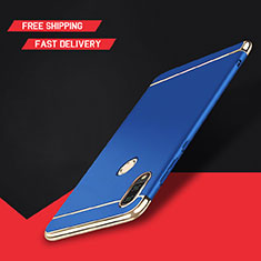 Carcasa Bumper Lujo Marco de Metal y Plastico Funda M01 para Huawei Enjoy 9 Plus Azul