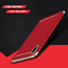 Carcasa Bumper Lujo Marco de Metal y Plastico Funda M01 para Huawei Enjoy 9 Rojo