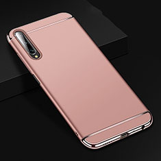 Carcasa Bumper Lujo Marco de Metal y Plastico Funda M01 para Huawei Honor 9X Pro Oro Rosa