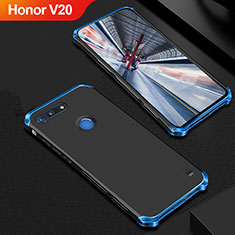 Carcasa Bumper Lujo Marco de Metal y Plastico Funda M01 para Huawei Honor V20 Azul y Negro