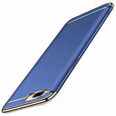 Carcasa Bumper Lujo Marco de Metal y Plastico Funda M01 para Oppo A12e Azul