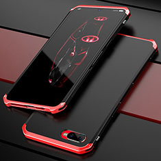 Carcasa Bumper Lujo Marco de Metal y Plastico Funda M01 para Oppo K1 Rojo y Negro