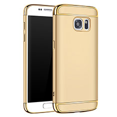 Carcasa Bumper Lujo Marco de Metal y Plastico Funda M01 para Samsung Galaxy S7 G930F G930FD Oro