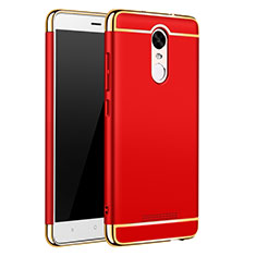 Carcasa Bumper Lujo Marco de Metal y Plastico Funda M01 para Xiaomi Redmi Note 3 MediaTek Rojo