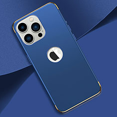 Carcasa Bumper Lujo Marco de Metal y Plastico Funda M02 para Apple iPhone 14 Pro Azul